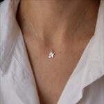 Lant pe fir transparent cu initiala din argint925 - imagine 2