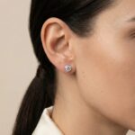 Cercei Stud din Argint 925 cu bază rotundă și cristal Swarovski - imagine 2