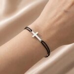 Brățară pe Șnur cu Cruciuliță din Argint 925 - imagine 2