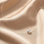 Colier pe fir transparent cu bob Swarovski tăietură Rose Cut și argint 925