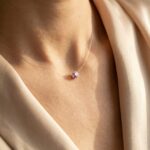 Colier pe fir transparent cu bob Swarovski tăietură Rose Cut și argint 925 - imagine 2