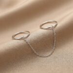 Inel din Argint 925 Dublu Veriga Simplă cu Lanț - imagine 2