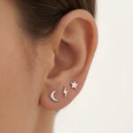 Set Trei Cercei cu Semilună Fulger și Stea din Argint 925 - imagine 2