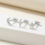 Set Trei Cercei cu Semilună Fulger și Stea din Argint 925