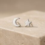 Cercei Stud din Argint 925 cu Lună și Stea