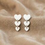 Cercei Stud din Argint 925 cu Inimioare Agățate