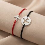 Set Brățări pe Șnur cu Pandant Avion din Argint 925