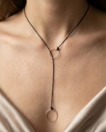 Choker pe Șnur cu Cercuri din Argint 925 - imagine 2