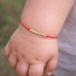 Brățară pentru Bebeluși cu Șnur și Biluțe din Aur 14K - imagine 2