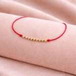 Brățară pentru Bebeluși cu Șnur și Biluțe din Aur 14K