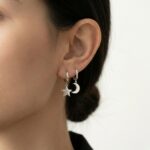 Cercei Creole din Argint 925 cu Lună si Stea - imagine 2