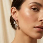 Cercei Creole din Argint 925 cu Scoică si Perlă Swarovski - imagine 2