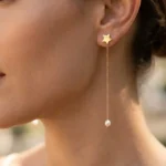 Cercei lungi din argint 925 cu stea și perlă Swarovski - imagine 2