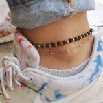 Bratara de picior cu bile Onix si bilute din argint - imagine 2