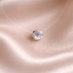 Colier pe Fir Transparent cu Cristal Swarovski Taietura Rose Cut 6mm si Argint 925