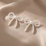 Cercei din argint 925 cu perle Swarovski ,,Pearls Ribbon"