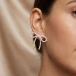 Cercei din argint 925 cu perle Swarovski ,,Pearls Ribbon" - imagine 2