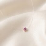 Lant pe fir transparent cu Argint 925 si bobita swarovski (taietura briliant) roz de 2,5 mm