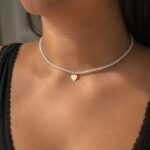 Colier cu perle naturale si AUR 14K Gold Heart - imagine 2