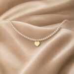 Colier cu perle naturale si AUR 14K Gold Heart