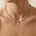 Colier cu Hematite Argintii și Pandantiv Inimă din Argint 925 - imagine 2