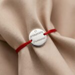 Brățară pe șnur reglabil cu bănuț gravat din Argint 925 - imagine 4