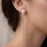 Cercei cu Perlă Baroc și Lanț din Argint 925 - imagine 2