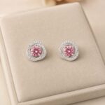 Cercei din argint 925 cu moissanite roz