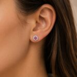 Cercei din argint 925 cu diamante de laborator (Moissanite) roz - imagine 2