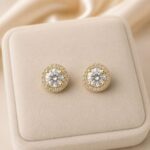 Cercei din argint 925 cu diamante de laborator (Moissanite)
