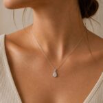 Colier din argint 925 cu diamant de laborator Pear (Moissanite) - imagine 2