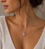 Colier din argint 925 cu diamant de laborator oval (Moissanite) - imagine 2