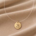 Colier pe fir transparent cu bănuț „Prima mână care m-a ținut” din argint 925 - imagine 2