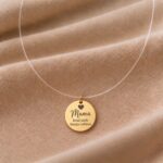 Colier pe fir transparent cu bănuț din argint 925 „Mama, locul unde începe iubirea” - imagine 2