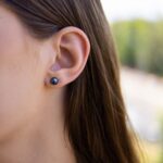 Cercei Stud cu Perle Naturale de Cultură Negre – Argint 925