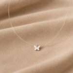Colier pe fir transparent cu pandantiv fluture din Argint 925