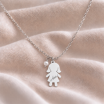 Colier personalizat cu fetiță din argint 925 și perlă naturală