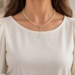 Colier cu perle naturale ovale și pandantive băiat și fată din argint 925 - imagine 2