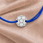 Brățară cu minge de fotbal din Argint 925 pe șnur reglabil