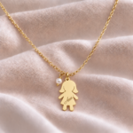 Colier personalizat cu fetiță din argint 925 și perlă naturală - imagine 2