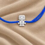 Brățară cu roboțel din Argint 925 pe șnur reglabil